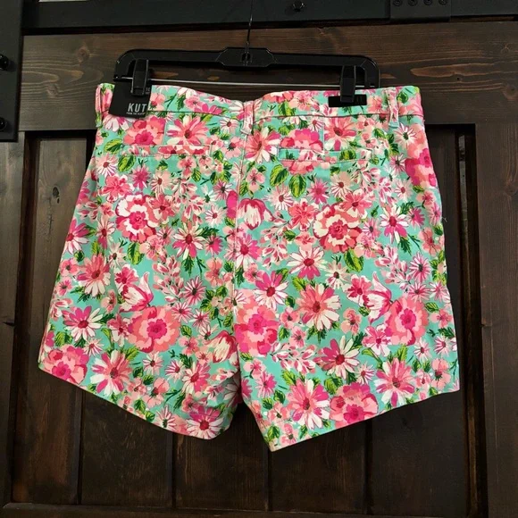 NWT Kut from the Kloth Pink and Green Floral Women's Shorts 14 - Picture 2 of 7